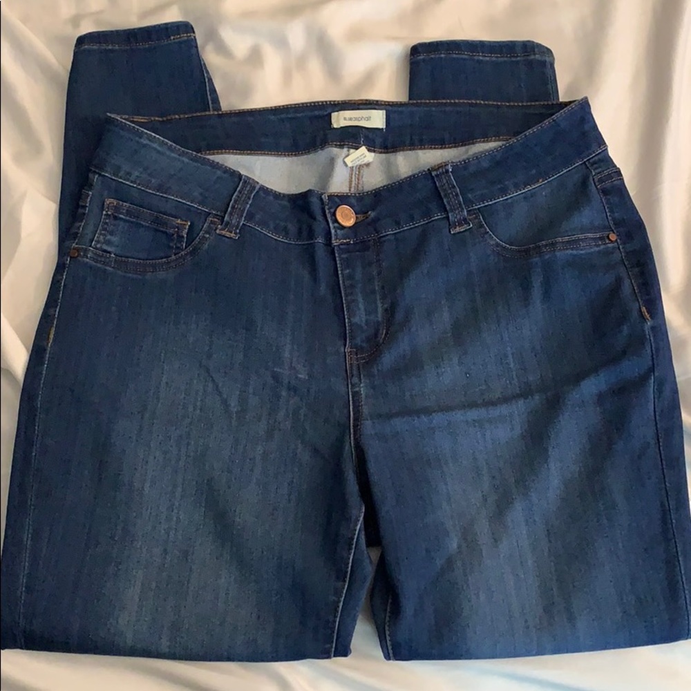 Blue asphalt high rise ankle jegging